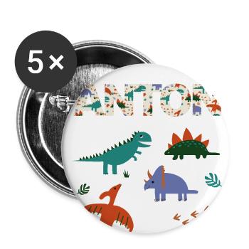 ANTON - Beautiful boy name with dinosaur - Buttons large 2.2''/56 mm (5-pack) - white - Front