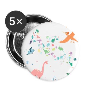 ANTON - Beautiful boy name with dinosaur - Buttons large 2.2''/56 mm (5-pack) - white - Front