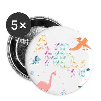 ANTON - Beautiful boy name with dinosaur - Buttons large 2.2''/56 mm (5-pack) - white - Front