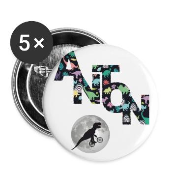 ANTON - Beautiful boy name with dinosaur - Buttons large 2.2''/56 mm (5-pack) - white - Front