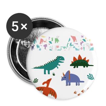 MILAN - Schöner Jungen Name mit Dinosaurier - Buttons groß 56 mm (5er Pack) - Weiß - Vorne