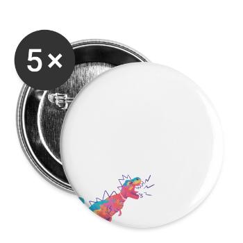 MILAN - Schöner Jungen Name mit Dinosaurier - Buttons groß 56 mm (5er Pack) - Weiß - Vorne