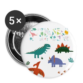 FINN - Beau prénom de garçon avec dinosaure - Lot de 5 grands badges (56 mm) - blanc - Devant