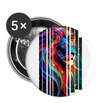 Multicolored Geometric Lion - Buttons large 2.2''/56 mm (5-pack) - white - Front