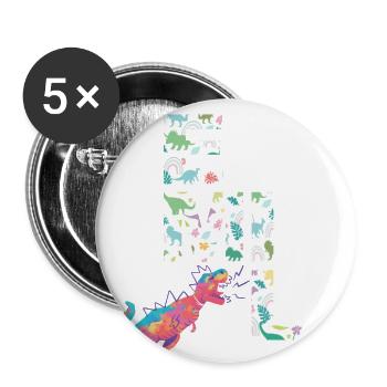 EMIL - Beau prénom de garçon avec dinosaure - Lot de 5 grands badges (56 mm) - blanc - Devant