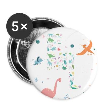 EMIL - Beautiful boy name with dinosaur - Buttons large 2.2''/56 mm (5-pack) - white - Front
