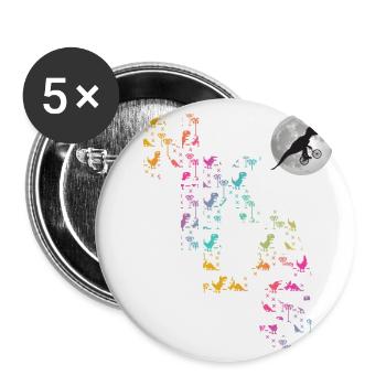 NIKLAS - Schöner Jungen Name mit Dinosaurier - Buttons groß 56 mm (5er Pack) - Weiß - Vorne