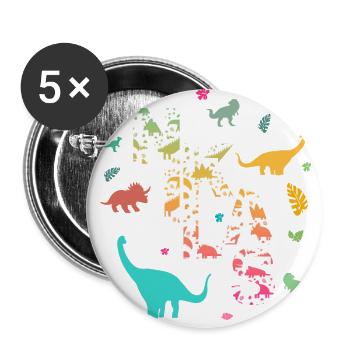 NIKLAS - Schöner Jungen Name mit Dinosaurier - Buttons groß 56 mm (5er Pack) - Weiß - Vorne