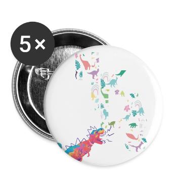 NIKLAS - Beautiful boy name with dinosaur - Buttons large 2.2''/56 mm (5-pack) - white - Front