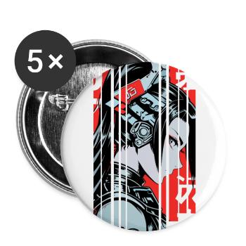 Woman Cyborg japon rouge - Lot de 5 grands badges (56 mm) - blanc - Devant