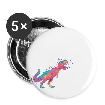 PAUL - Beau prénom de garçon avec dinosaure - Lot de 5 grands badges (56 mm) - blanc - Devant