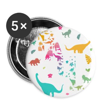PAUL - Beautiful boy name with dinosaur - Buttons large 2.2''/56 mm (5-pack) - white - Front