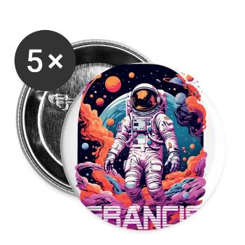 FRANCIS - Beau prénom de garçon avec astronaute cool - Lot de 5 grands badges (56 mm) - blanc - Devant