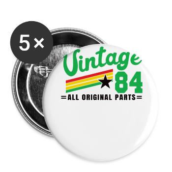 1984 Anniversaire Vintage Toutes les pièces d’origine Non III - Lot de 5 grands badges (56 mm) - blanc - Devant