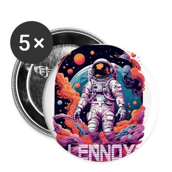 LENNOX - Schöner Jungen Name mit coolem Astronaut - Buttons groß 56 mm (5er Pack) - Weiß - Vorne