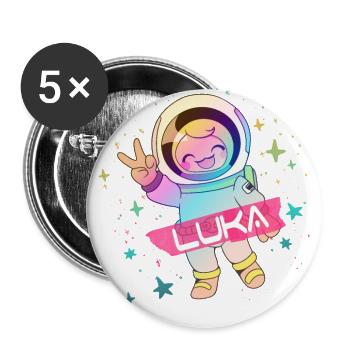 LUKA - Beautiful boy name with cute astronaut - Buttons large 2.2''/56 mm (5-pack) - white - Front