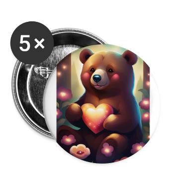 Adorable ours en peluche - Lot de 5 grands badges (56 mm) - blanc - Devant