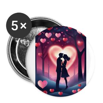 Valentines day kiss - Buttons large 2.2''/56 mm (5-pack) - white - Front