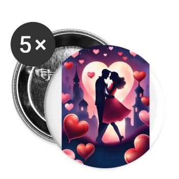 A couple in love - Buttons large 2.2''/56 mm (5-pack) - white - Front