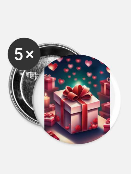 Geschenk voller Liebe - Buttons groß 56 mm (5er Pack) - Weiß
