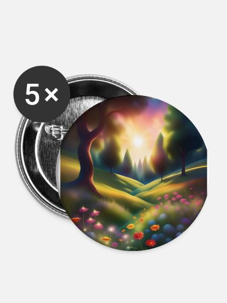 Wunderbares Waldgrafikdesign - Buttons groß 56 mm (5er Pack) - Weiß