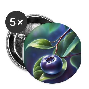 Schöne Heidelbeere auf einem Blatt - Buttons groß 56 mm (5er Pack) - Weiß - Vorne