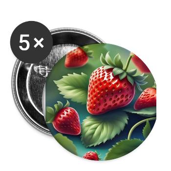 A pile of freshly picked strawberries - Buttons large 2.2''/56 mm (5-pack) - white - Front