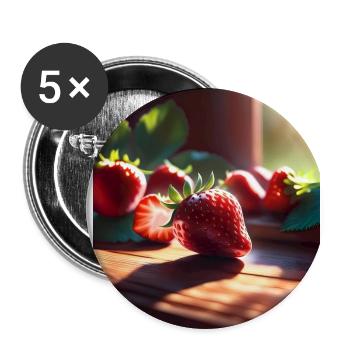 Ich liebe Erdbeeren - Buttons groß 56 mm (5er Pack) - Weiß - Vorne