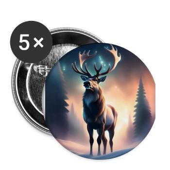 Renne majestueux - Lot de 5 grands badges (56 mm) - blanc - Devant