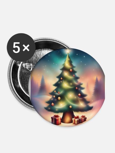 Weihnachtsbaum draußen - Buttons groß 56 mm (5er Pack) - Weiß