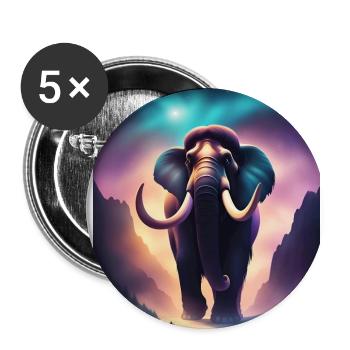 Mammouth cool avec fond violet - Lot de 5 grands badges (56 mm) - blanc - Devant