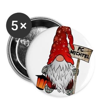 PC Wichtel Weihnachtsgnom - Buttons groß 56 mm (5er Pack) - Weiß - Vorne
