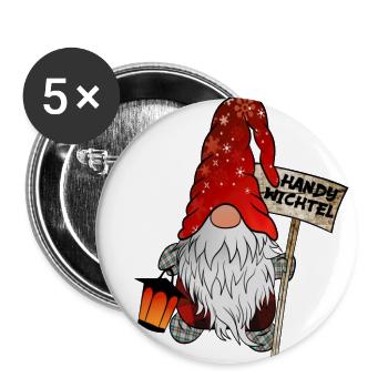 Handy Wichtel – Der Smartphone Weihnachtsgnom - Buttons groß 56 mm (5er Pack) - Weiß - Vorne