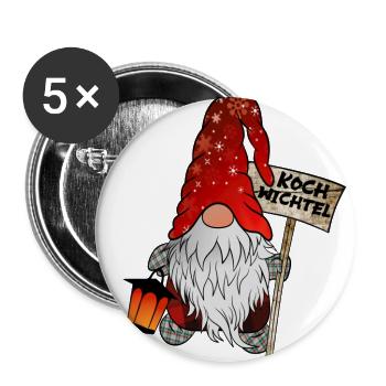 Koch Wichtel Weihnachtsgnom - Buttons groß 56 mm (5er Pack) - Weiß - Vorne