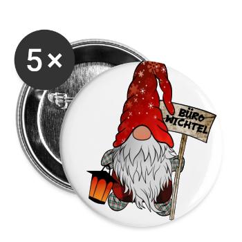 Office Gnome Christmas Gnome - Buttons large 2.2''/56 mm (5-pack) - white - Front