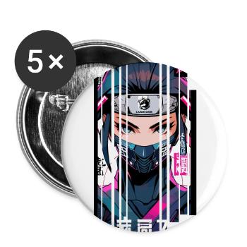 Cyborg ninja kanji - Buttons large 2.2''/56 mm (5-pack) - white - Front