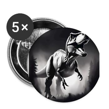 Schwarz-weißer T-Rex - Buttons groß 56 mm (5er Pack) - Weiß - Vorne
