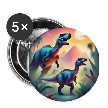 Epic colorful dinosaurs and sunset - Buttons large 2.2''/56 mm (5-pack) - white - Front
