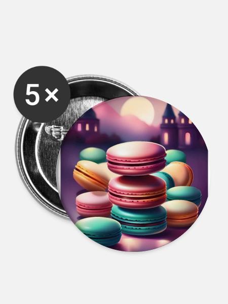 Fantastische Baiser-Makronen - Buttons groß 56 mm (5er Pack) - Weiß
