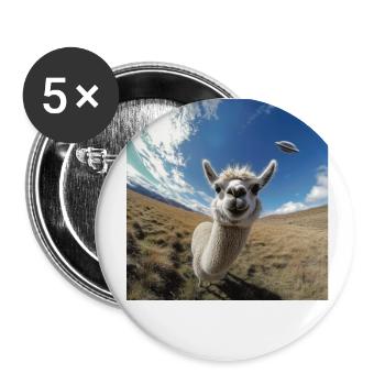 Selfie de lama avec des OVNI, plus bizarre - Lot de 5 grands badges (56 mm) - blanc - Devant