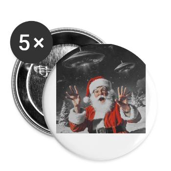 Santa Claus Selfie with UFOs, Strange Print - Buttons large 2.2''/56 mm (5-pack) - white - Front