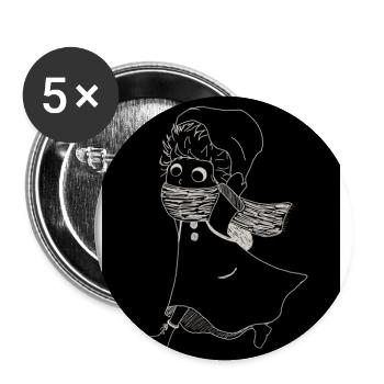 Lingonberry girl scurries away (black and white) - Buttons large 2.2''/56 mm (5-pack) - white - Front