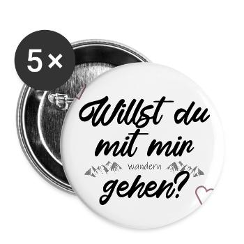 Lustig Wandern Hiking Spruch Geschenkidee Wanderer - Buttons groß 56 mm (5er Pack) - Weiß - Vorne