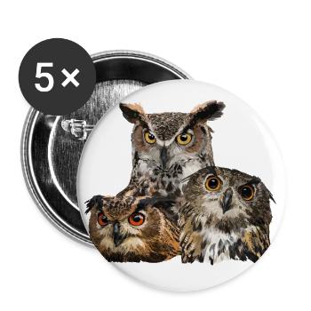Nächtliche Raubvögel - Buttons groß 56 mm (5er Pack) - Weiß - Vorne