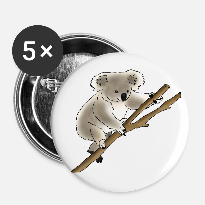Koala - Buttons groß 56 mm (5er Pack) - Weiß