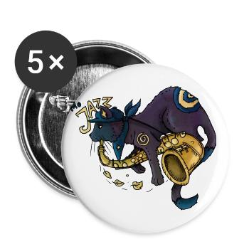 Jazz Katze - Buttons groß 56 mm (5er Pack) - Weiß - Vorne