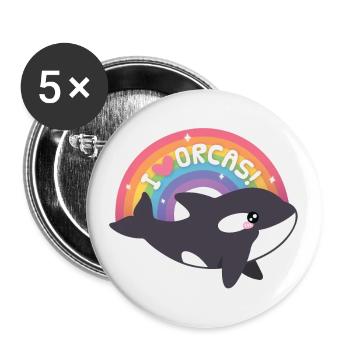 Mignon J’aime Orques Arc-en-ciel - Lot de 5 grands badges (56 mm) - blanc - Devant