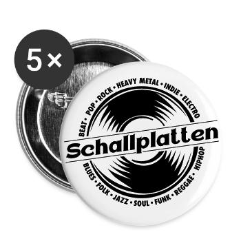 Schallplatten Retro Style Grafik - Buttons groß 56 mm (5er Pack) - Weiß - Vorne