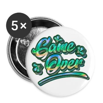 Game Over Graffiti - Lot de 5 grands badges (56 mm) - blanc - Devant