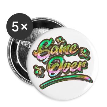 Game Over Graffiti - Lot de 5 grands badges (56 mm) - blanc - Devant